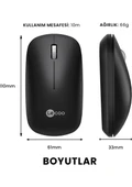 Lenovo Lecoo WS214 Siyah Sessiz Ergonomik Optik Kablosuz Mouse - 2