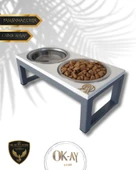 Kedi ve Köpekler İçin Sağlıklı Yeme Standı, Paslanmaz Çelik Şık Tasarım ve Kaymaz Ayaklar thumbnail 1