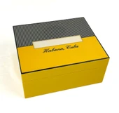 Puro Saklama Kutusu - Humidor Sarı/Kareli - 2