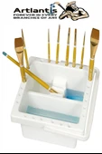 Fırça Temizleme ve 9 Hazneli Palet 1 Adet 18 li Resim Fırça Tutuculu Boya Fırçası Temizleyici Kapaklı Taşınabilir Plasti - 6