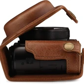 MegaGear MG1436 Panasonic Lumix DC-ZS200 Hakiki Deri Kamera Çantası Kahve - 8
