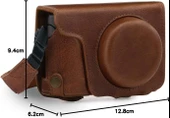 MegaGear MG1436 Panasonic Lumix DC-ZS200 Hakiki Deri Kamera Çantası Kahve - 10