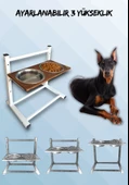 Büyük ve Orta Boy Köpekler İçin Ayarlanabilir 3 Yükseklikli Paslanmaz Çelik Mama ve Su Kabı Standı thumbnail 1