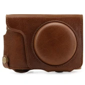 MegaGear MG1436 Panasonic Lumix DC-ZS200 Hakiki Deri Kamera Çantası Kahve - 2