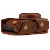 MegaGear MG1436 Panasonic Lumix DC-ZS200 Hakiki Deri Kamera Çantası Kahve - 5