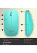 Lenovo Lecoo WS214 Turkuaz Sessiz Ergonomik Optik Kablosuz Mouse - 4