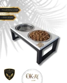 Kedi ve Köpekler İçin Sağlıklı Yeme Standı, Paslanmaz Çelik Şık Tasarım ve Kaymaz Ayaklar thumbnail 1