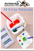 Fırça Temizleme ve 9 Hazneli Palet 1 Adet 18 li Resim Fırça Tutuculu Boya Fırçası Temizleyici Kapaklı Taşınabilir Plasti - 4