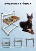 Büyük ve Orta Boy Köpekler İçin Ayarlanabilir 3 Yükseklikli Paslanmaz Çelik Mama ve Su Kabı Standı - 1