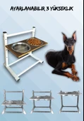 Büyük ve Orta Boy Köpekler İçin Ayarlanabilir 3 Yükseklikli Paslanmaz Çelik Mama ve Su Kabı Standı - 1