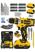 Powerforge 12v Çift Akülü Vidalama Metal Şanzıman-Metal Mandren Şarjlı Matkap-Sarı - 2