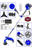 Powerforge 11 Başlıklı Set Yan Tipi Benzinli Motorlu Ot Çalı Tırpanı Çim Biçme Makinesi Tırpan-Mavi - 1
