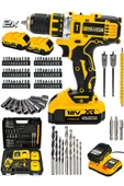 Powerforge 12v Çift Akülü Vidalama Metal Şanzıman-Metal Mandren Şarjlı Matkap-Sarı - 1