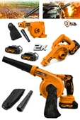 Profesyonel 21v Çift Akülü Kompresör Şarjlı Hava Üfleme Makinesi-Turuncu thumbnail 2