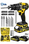 Powerforge 21v Çift Akülü Vidalama Çelik Mandren Kömürsüz Motor Darbeli Şarjlı Matkap-Sarı - 2