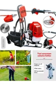 Graizer 58 Cc 11000 Rpm Sırt Tipi Benzinli Motorlu Ot Çalı Çim Biçme Tırpanı-Kırmızı - 2
