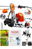 Graizer 58 Cc 11000 Rpm Sırt Tipi Benzinli Motor Ot Çalı Çim Biçme Tırpan Akrobat-Palet Çapa-Turuncu - 1