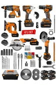 Powerforge Profesyonel Kömürsüz Bakır Sargılı Çelik Şanzıman 6'lı Set Sunta Kesme+Dekupaj-Turuncu - 1