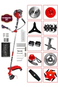 Powerforge 11 Başlıklı Set Yan Tipi Benzinli Motorlu Ot Çalı Tırpanı Çim Biçme Makinesi Tırpan-Krmz - 2