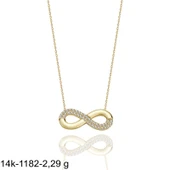 Sonsuzluk Taşlı  Çok Şık 14 Ayar Altın Kolye thumbnail 2