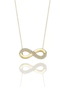 Sonsuzluk Taşlı  Çok Şık 14 Ayar Altın Kolye thumbnail 1