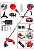 Powerforge 11 Başlıklı Set Yan Tipi Benzinli Motorlu Ot Çalı Tırpanı Çim Biçme Makinesi Tırpan-Krmz - 1