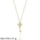 Minik Anahtar Taşlı  Çok Şık 14 Ayar Altın Kolye thumbnail 2