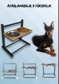 Büyük ve Orta Boy Köpekler İçin Ayarlanabilir 3 Yükseklikli Paslanmaz Çelik Mama ve Su Kabı Standı - 1