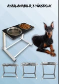 Büyük ve Orta Boy Köpekler İçin Ayarlanabilir 3 Yükseklikli Paslanmaz Çelik Mama ve Su Kabı Standı thumbnail 1
