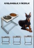 Büyük ve Orta Boy Köpekler İçin Ayarlanabilir 3 Yükseklikli Paslanmaz Çelik Mama ve Su Kabı Standı - 1