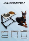 Büyük ve Orta Boy Köpekler İçin Ayarlanabilir 3 Yükseklikli Paslanmaz Çelik Mama ve Su Kabı Standı - 1