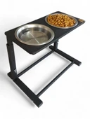 Büyük ve Orta Boy Köpekler İçin Ayarlanabilir 3 Yükseklikli Paslanmaz Çelik Mama ve Su Kabı Standı thumbnail 4
