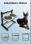 Büyük ve Orta Boy Köpekler İçin Ayarlanabilir 3 Yükseklikli Paslanmaz Çelik Mama ve Su Kabı Standı - 1