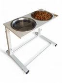 Büyük ve Orta Boy Köpekler İçin Ayarlanabilir 3 Yükseklikli Paslanmaz Çelik Mama ve Su Kabı Standı thumbnail 4