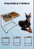 Büyük ve Orta Boy Köpekler İçin Ayarlanabilir 3 Yükseklikli Paslanmaz Çelik Mama ve Su Kabı Standı thumbnail 1