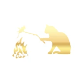 Kamp Yapan Kedi Araba Sticker 17x17 Cm Gold - 1