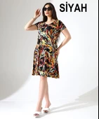 KADIN BÜYÜK BEDEN VİSKON İÇ GÖSTERMEZ ÇAN ELBİSE - 3