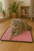 Yumuşak Dokulu Peluş Kedi Halısı 40x40 cm Kulübe İçi Pofuduk Minder - 1