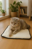 Yumuşak Dokulu Peluş Kedi Halısı 40x40 cm Kulübe İçi Pofuduk Minder - 1