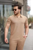 Erkek Yakalı Fermuarlı T-shirt Pantolon Ikili Rahat Takım - 3
