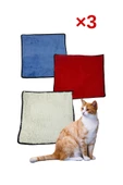 3 Adet Yumuşak Dokulu Peluş Kedi Halısı 40x40 cm Kulübe İçi Pofuduk Minder - 1