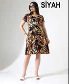 KADIN BÜYÜK BEDEN VİSKON İÇ GÖSTERMEZ ÇAN ELBİSE - 6