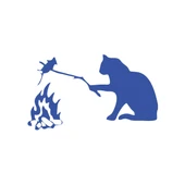 Kamp Yapan Kedi Araba Sticker 17x17 Cm Mavi - 1