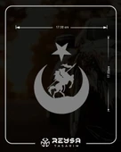 Akıncı ve Ay Yıldız Türk Bayrağı Araba Sticker 17x17 Cm Gri thumbnail 2