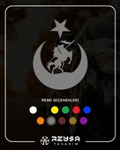 Akıncı ve Ay Yıldız Türk Bayrağı Araba Sticker 17x17 Cm Gri thumbnail 1