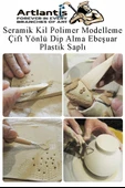 Seramik Kil Polimer Modelleme Çift Yönlü Dip Alma Ebeşuar 6 lı 1 Paket Seramik Kil Şekillendirici Plastik Saplı - 4