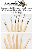Seramik Kil Polimer Modelleme Çift Yönlü Dip Alma Ebeşuar 6 lı 1 Paket Seramik Kil Şekillendirici Plastik Saplı - 3