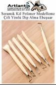 Seramik Kil Polimer Modelleme Çift Yönlü Dip Alma Ebeşuar 6 lı 1 Paket Seramik Kil Şekillendirici Plastik Saplı - 2
