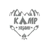 Kamp  Yaşamı Araba Sticker 17x17 Cm Gri - 1