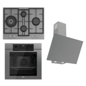 Ferre FRYART-SILENTART Serisi Gri Set (ED078 + QEP63CPR +D079-SA ) - Döküm Izgara / 67 cm Ocak - 1